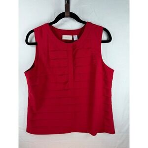 Chicos Red Sleeveless Tiered Pleated Front Blouse Shell Top Size‎ 1 Medium